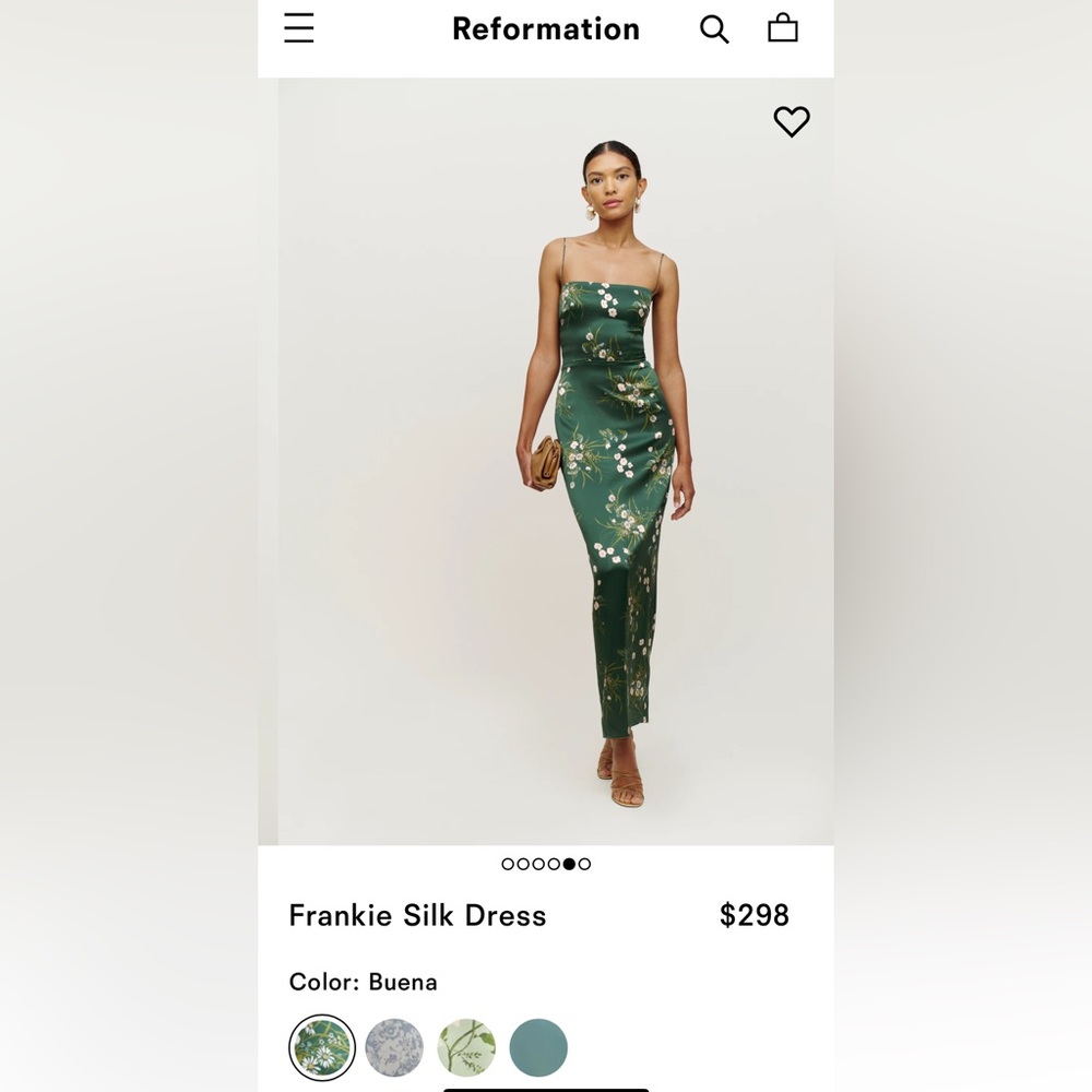 Reformation Frankie Silk Dress in color Buena, size 0.
